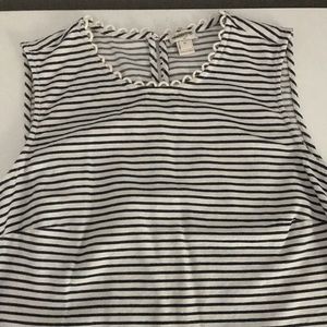 jcrew striped tank w/ scallop neck